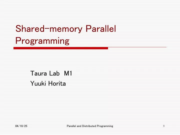 shared memory parallel programming