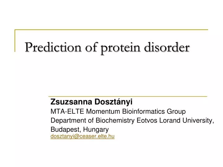 prediction of protein disorder