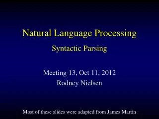 Natural Language Processing Syntactic Parsing