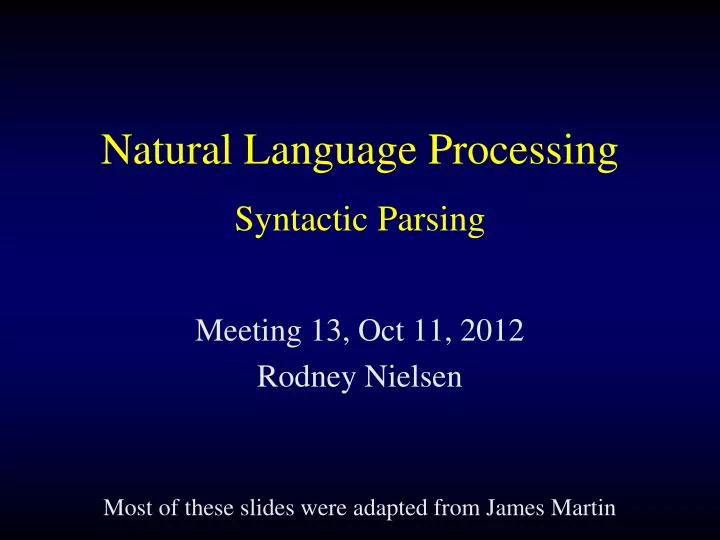 natural language processing syntactic parsing