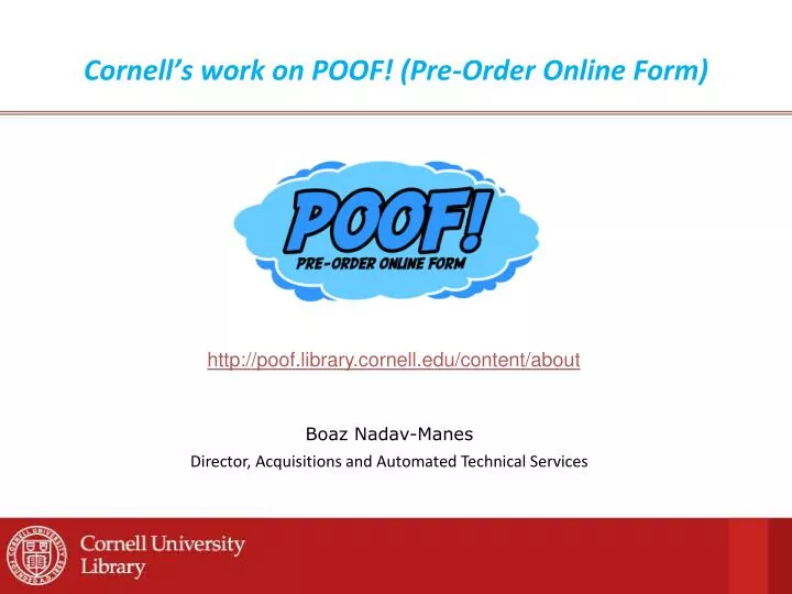 cornell s work on poof pre order online form