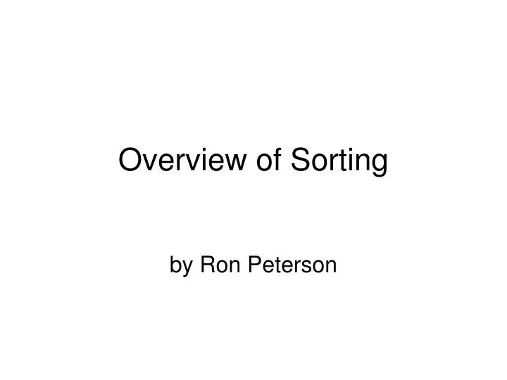 overview of sorting