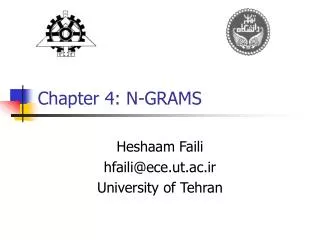 Chapter 4: N-GRAMS