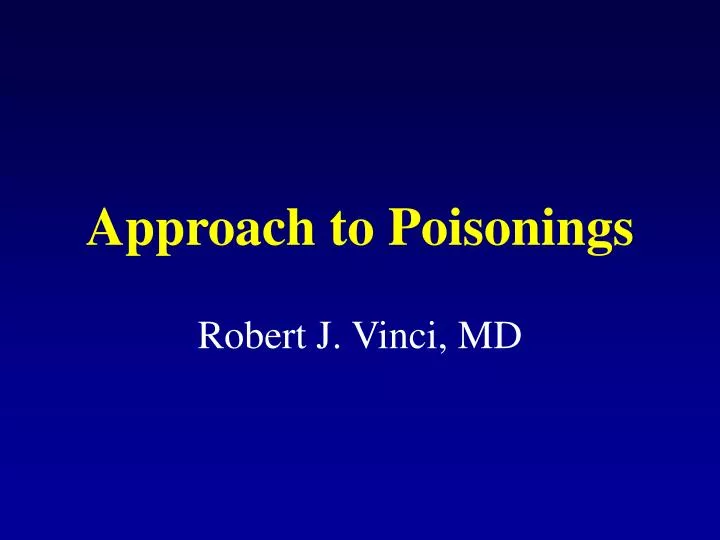 approach to poisonings