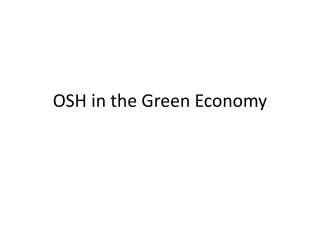 OSH in the Green Economy