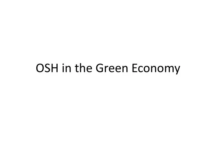 osh in the green economy