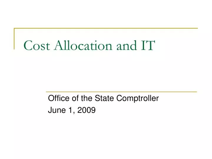 cost allocation and it