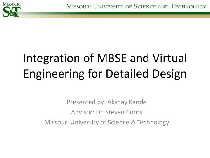 integration of mbse and virtual engineering for detailed design