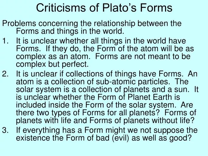 criticisms of plato s forms