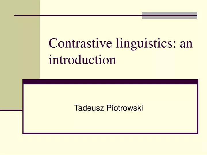 contrastive linguistics an introduction