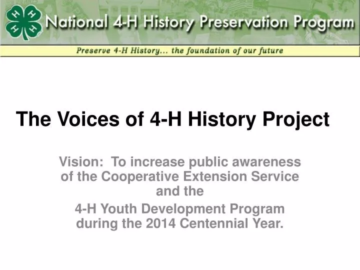 the voices of 4 h history project