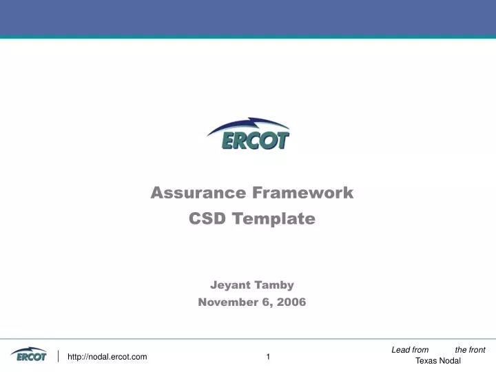 assurance framework csd template jeyant tamby november 6 2006