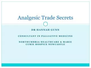 Analgesic Trade Secrets