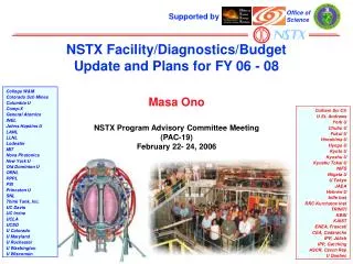NSTX Facility/Diagnostics/Budget Update and Plans for FY 06 - 08