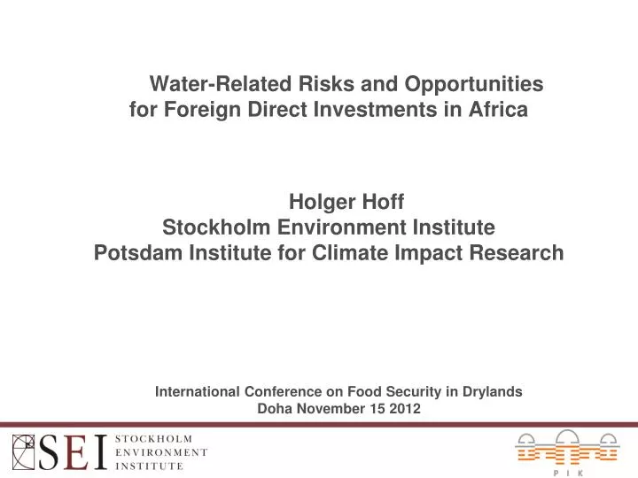 international conference on food security in drylands doha november 15 2012