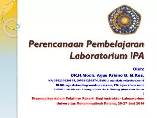 perencanaan pembelajaran laboratorium ipa