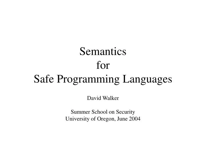 semantics for safe programming languages