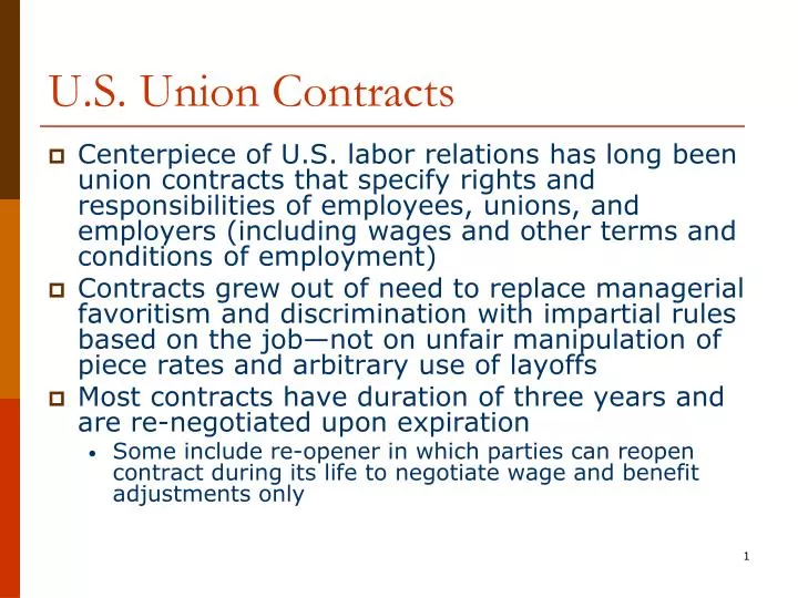 u s union contracts
