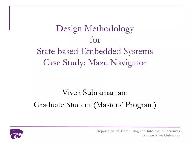 design methodology for state based embedded systems case study maze navigator