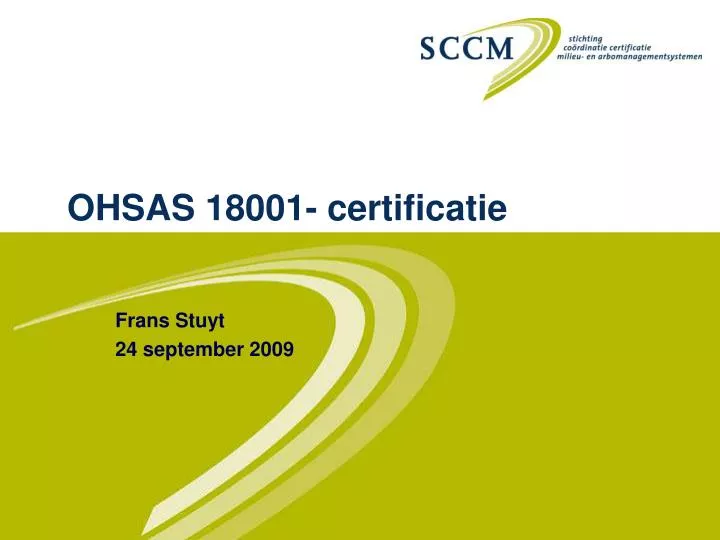 ohsas 18001 certificatie