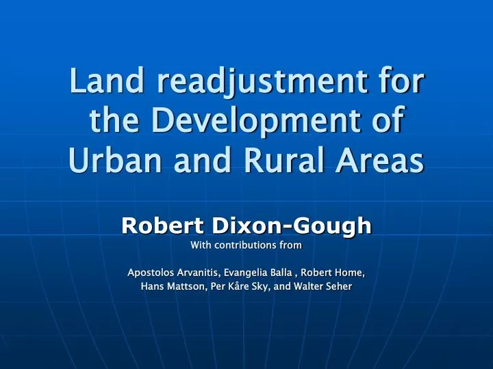 land readjustment for the development of urban and rural areas