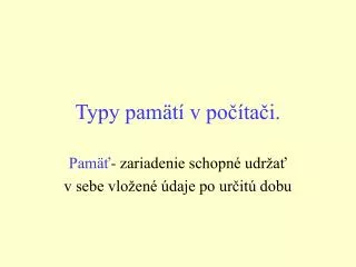 typy pam t v po ta i