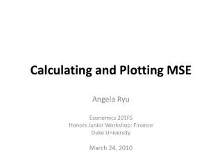 Calculating and Plotting MSE