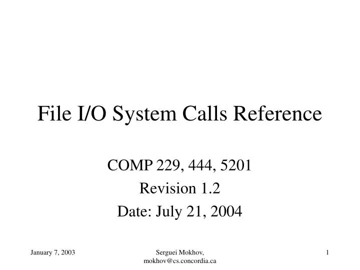 file i o system calls reference