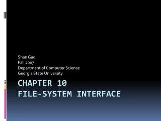 shan gao fall 2007 department of computer science georgia state university
