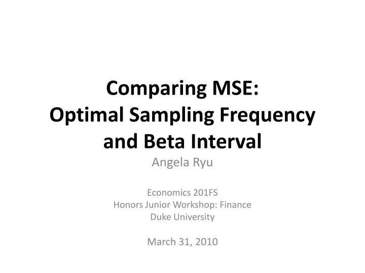 comparing mse optimal sampling frequency and beta interval