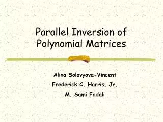 Parallel Inversion of Polynomial Matrices