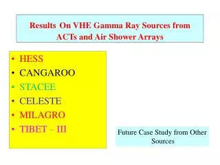 Results On VHE Gamma Ray Sources from ACTs and Air Shower Arrays