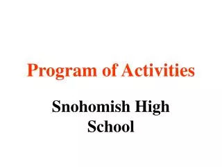 Program of Activities