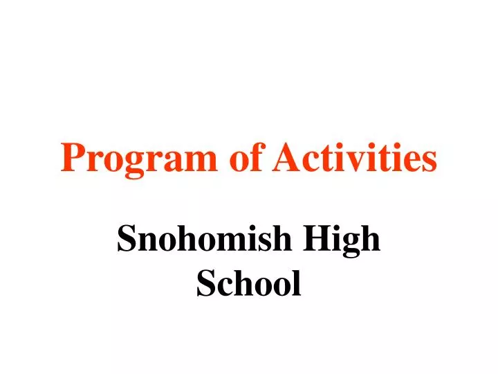 program of activities