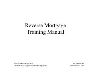 Reverse Mortgage Training Manual