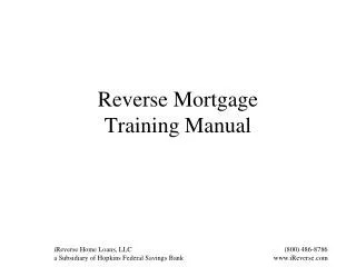 reverse mortgage training manual
