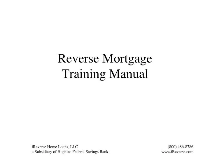 reverse mortgage training manual