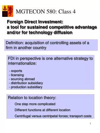 Foreign Direct Investment: a tool for sustained competitive advantage