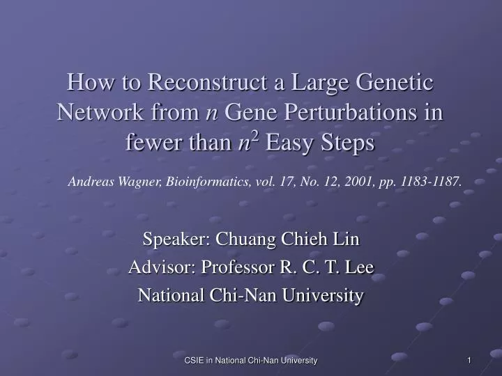 how to reconstruct a large genetic network from n gene perturbations in fewer than n 2 easy steps