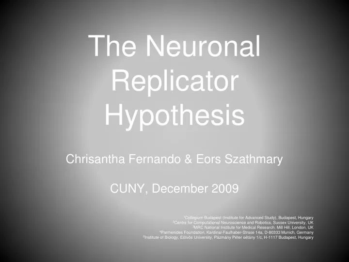 the neuronal replicator hypothesis