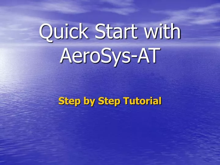 quick start with aerosys at