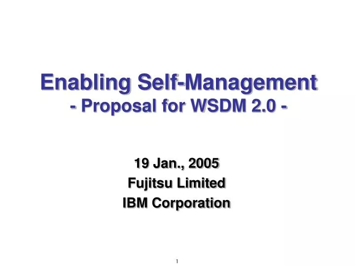 enabling self management proposal for wsdm 2 0