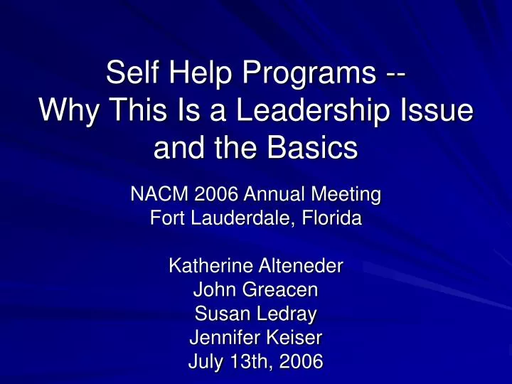 self help programs why this is a leadership issue and the basics