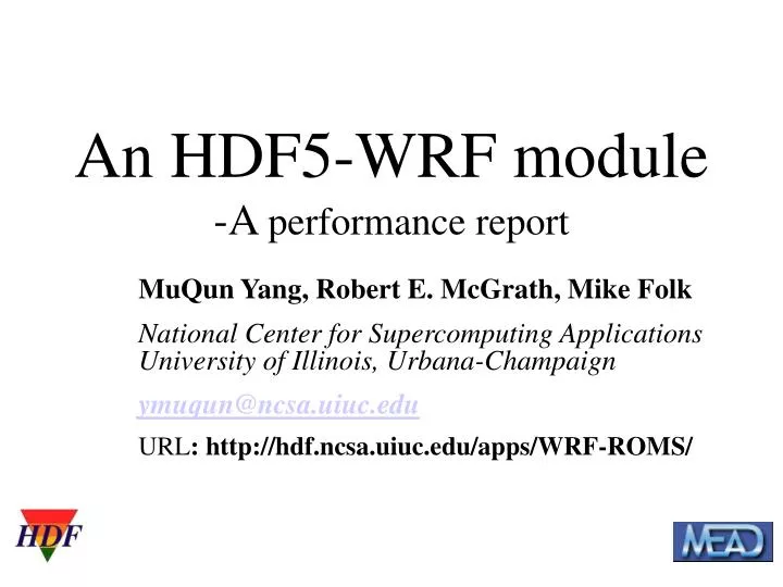 an hdf5 wrf module a performance report