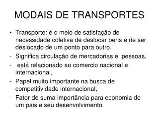 modais de transportes