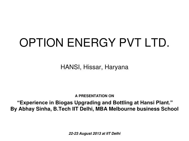 option energy pvt ltd hansi hissar haryana
