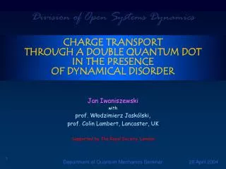 CHARGE TRANSPORT THROUGH A DOUBLE QUANTUM DOT IN THE PRESENCE OF DYNAMICAL DISORDER