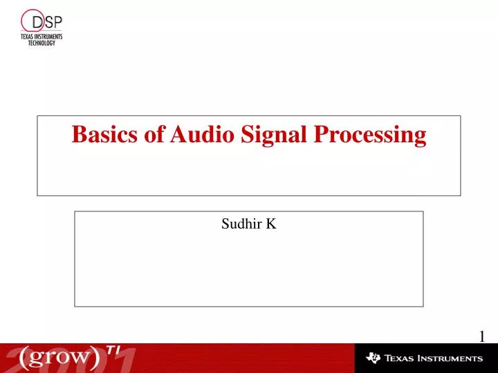basics of audio signal processing