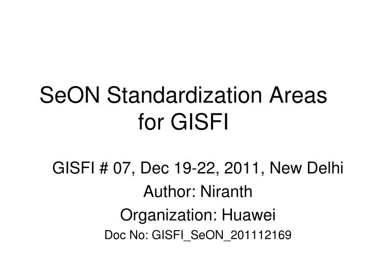 seon standardization areas for gisfi