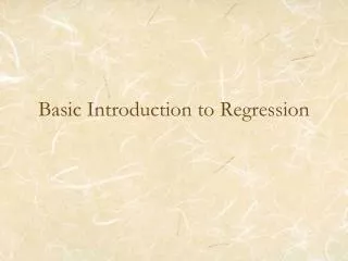 basic introduction to regression